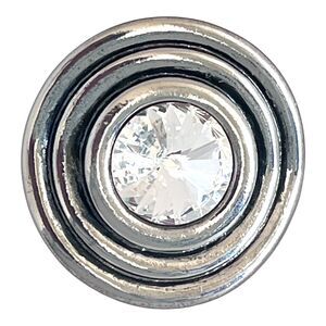 New Rivoli Crystal Statement Ring Black Enamel Silver Tone Size 6 - 5Z